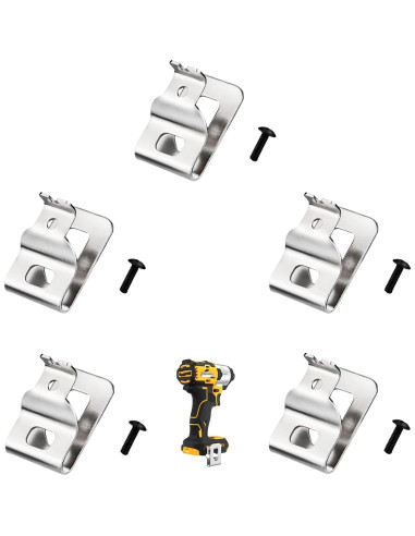 5 Clips de Cinturón Acero Inoxidable Dewalt N268241 20V