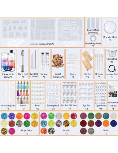Kit de Resina IGaiety para Joyería - 278 Piezas, Moldes y Accesorios