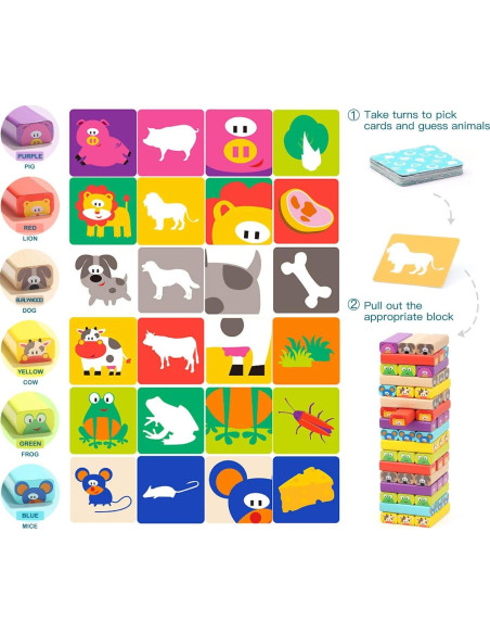 Bloques de Madera Apilables TOP BRIGHT 51 Piezas para Niños 4-8 Años Bloques de Madera Apilables TOP BRIGHT 51 Piezas para Niños 4-8 Años