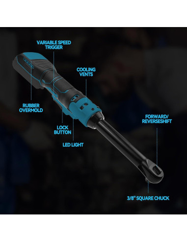 Llave de trinquete inalámbrica 3/8" Makita 18V 100 N.m 600 RPM