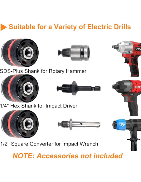 Mandril Sin Llave YUEARN 1/2"-20UNF para Milwaukee M18, 1.5-13 mm Mandril Sin Llave YUEARN 1/2"-20UNF para Milwaukee M18, 1.5-13 mm