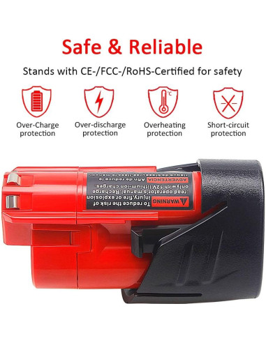 Batería de Reemplazo Waitley 12V 3.0Ah Li-Ion Compatible Milwaukee