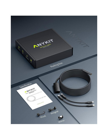 Cámara Endoscópica USB Anykit 10m HD con Luz LED Ajustable