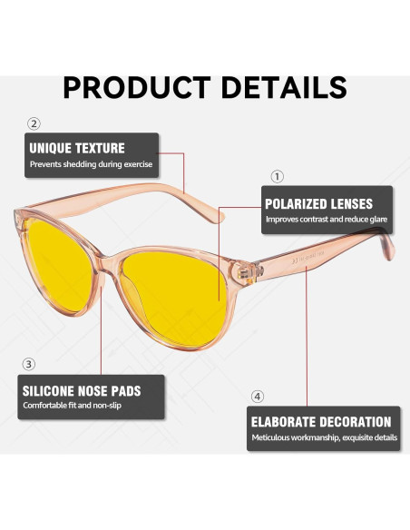 Gafas de Conducción Nocturna SIPHEW Mujeres Lente Amarillo UV400 Gafas de Conducción Nocturna SIPHEW Mujeres Lente Amarillo UV400