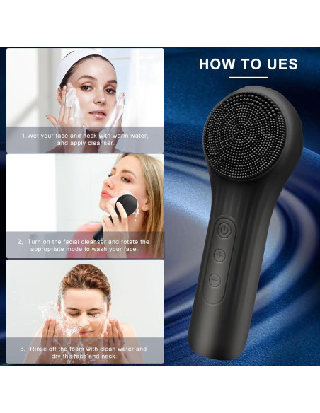 Cepillo Facial Eléctrico Feoflen Silicona IPX7 5 Modos Negro Cepillo Facial Eléctrico Feoflen Silicona IPX7 5 Modos Negro
