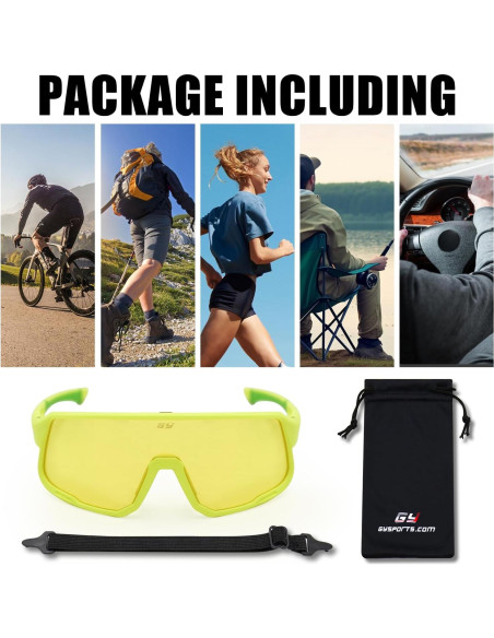 Gafas de Ciclismo Polarizadas GY UV400 Unisex Marco Amarillo Gafas de Ciclismo Polarizadas GY UV400 Unisex Marco Amarillo