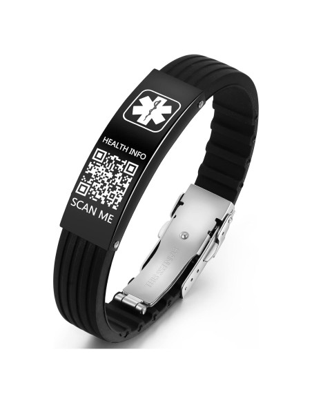 Pulsera Médica de Silicona TheLuckyTag con Código QR 24cm Pulsera Médica de Silicona TheLuckyTag con Código QR 24cm