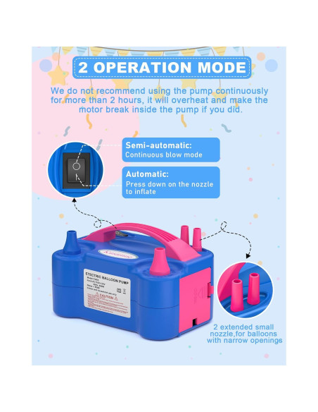 Bomba de aire eléctrica para globos Kusamue 110V azul Bomba de aire eléctrica para globos Kusamue 110V azul