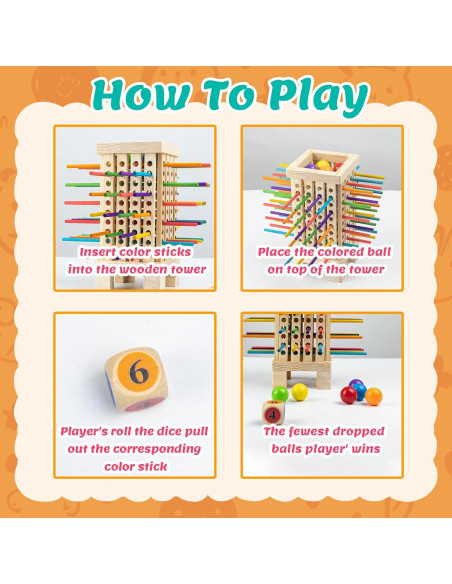 Juego de Mesa Montessori WodGod de Madera con 42 Palitos Juego de Mesa Montessori WodGod de Madera con 42 Palitos