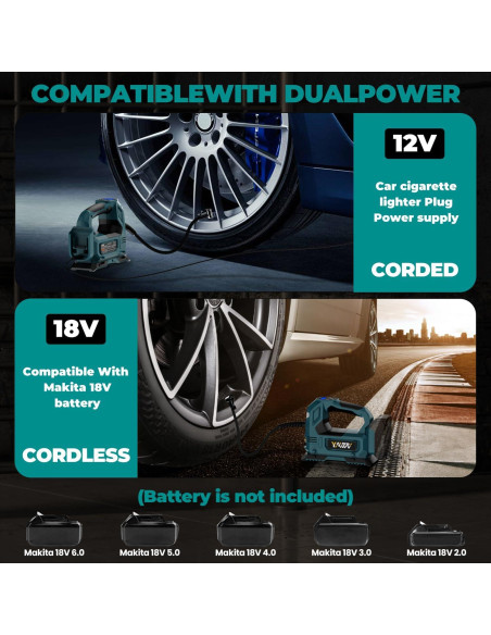 Compresor de Aire Portátil YAWV para Batería Makita 18V 160PSI Compresor de Aire Portátil YAWV para Batería Makita 18V 160PSI
