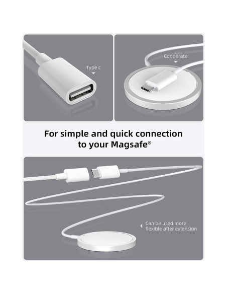 Cable Extensión USB C CONMDEX 0.5M para Cargador MagSafe iPhone Cable Extensión USB C CONMDEX 0.5M para Cargador MagSafe iPhone