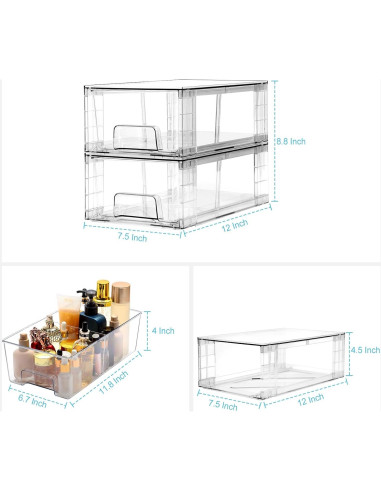 Cajones de Almacenamiento Apilables COKIHOM 2 Unidades 30.5x19x22.4cm