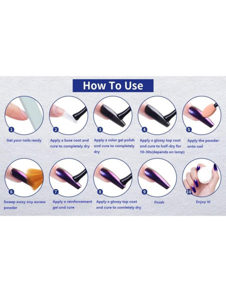 Kit de Polvo de Uñas Artdone 16 Tarros Efecto Espejo Holográfico Kit de Polvo de Uñas Artdone 16 Tarros Efecto Espejo Holográfico