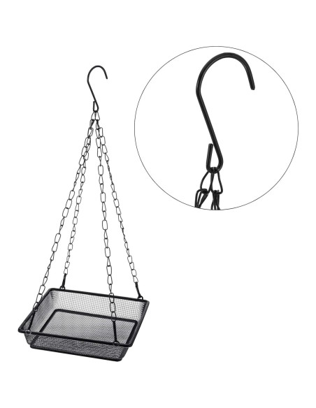 Bandeja de Comedero para Aves Colgante Patelai - 2 Piezas, Metal Negro Bandeja de Comedero para Aves Colgante Patelai - 2 Piezas, Metal Negro