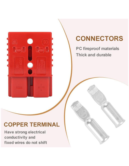 Conector Rápido de Batería Uddick 350A Rojo 600V 2PC Conector Rápido de Batería Uddick 350A Rojo 600V 2PC