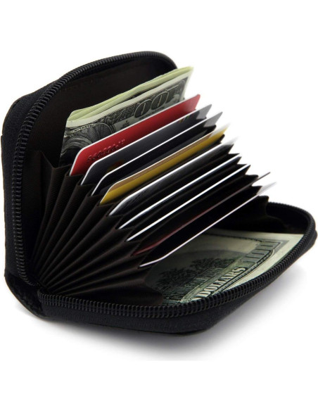 Funda de Tarjeta de Crédito ZHOMA Cuero Genuino Negro RFID Funda de Tarjeta de Crédito ZHOMA Cuero Genuino Negro RFID