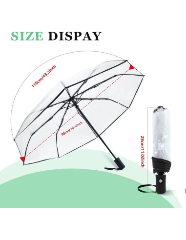 Sombrilla Transparente Automática OUYESGL Plegable 28cm