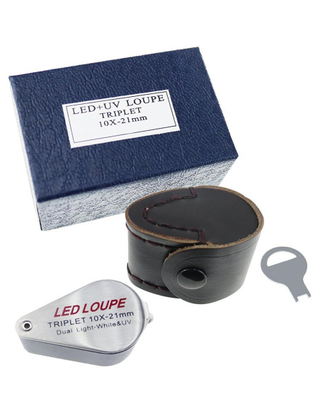 Lupa de bolsillo TEKCOPLUS 10x con luz UV y LED Lupa de bolsillo TEKCOPLUS 10x con luz UV y LED