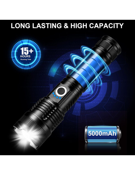 Linternas Recargables BEFAMALI 990000LM Paquete de 3 LED Linternas Recargables BEFAMALI 990000LM Paquete de 3 LED
