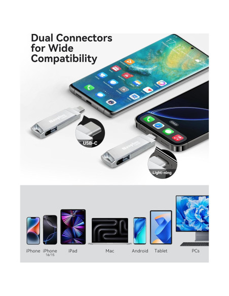 Unidad Flash 128GB Nzeplou para iPhone y iPad, USB 3.0 Unidad Flash 128GB Nzeplou para iPhone y iPad, USB 3.0