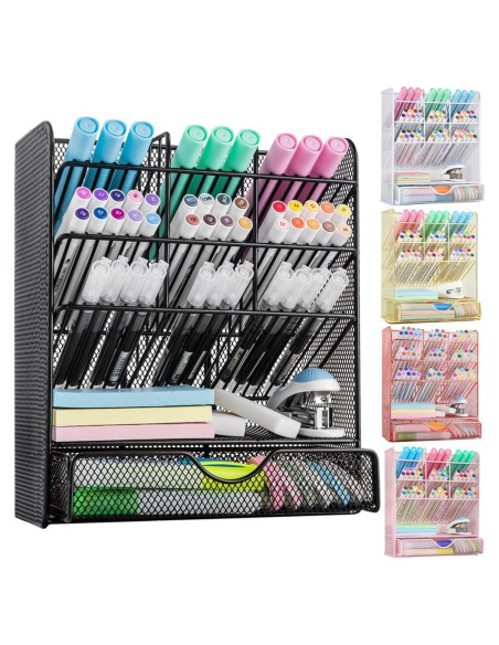Organizador de Escritorio Spacrea Metal Negro con Cajón Organizador de Escritorio Spacrea Metal Negro con Cajón