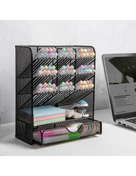 Organizador de Escritorio Spacrea Metal Negro con Cajón Organizador de Escritorio Spacrea Metal Negro con Cajón