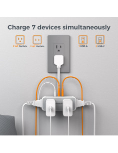 Regleta de Enchufes Plana TESSAN con 4 Salidas y 3 USB 2