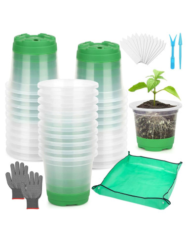 Kit de Vivero Caffox 55PCS con Macetas Transparentes 8.89cm