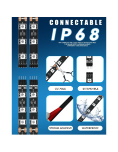 Luces de tira LED 12V Keiurot 30 cm azules impermeables - Paquete de 4 2
