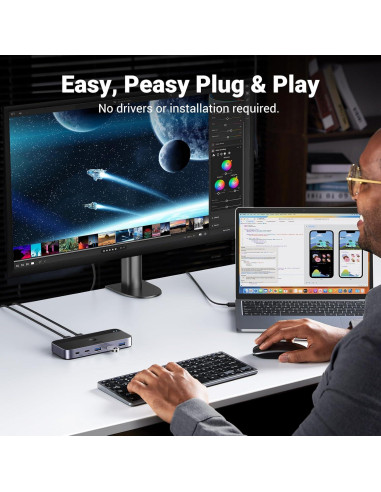 Interruptor USB 3.0 UGREEN 4 Puertos para 2 PCs - Negro