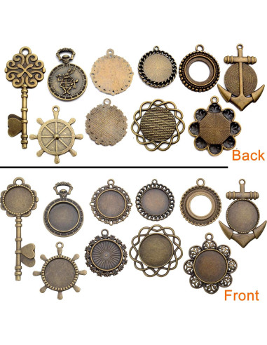 Bandejas de Pendientes Aylifu 20 Piezas Bronce Antiguo