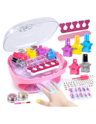 Kit de Esmalte de Uñas Shemira Rosa con Secador para Niñas