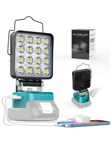 Luz de Trabajo LED Ecarke 60W 6000LM Compatible con Batería Makita