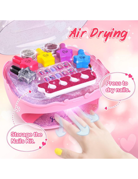 Kit de Esmalte de Uñas Shemira Rosa con Secador para Niñas Kit de Esmalte de Uñas Shemira Rosa con Secador para Niñas
