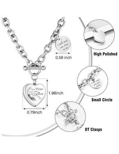 Collar de cremación XIUDA corazón acero inoxidable 50 cm