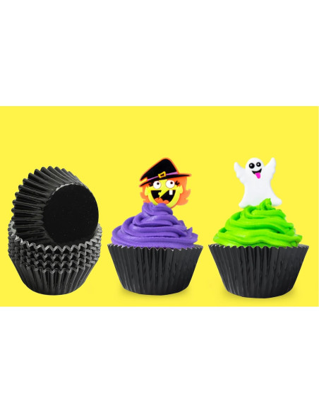 Forros para Cupcakes Negros MEETINGU 100 Pcs Aluminio 7 cm Forros para Cupcakes Negros MEETINGU 100 Pcs Aluminio 7 cm