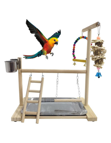 Parque de Aves Hamiledyi Percha de Madera Natural 35.5x22.9cm