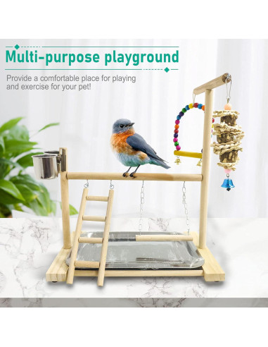 Parque de Aves Hamiledyi Percha de Madera Natural 35.5x22.9cm