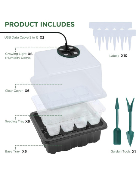 Bandeja de Inicio de Semillas Seedfactor con Luz y Domos 6PCS Bandeja de Inicio de Semillas Seedfactor con Luz y Domos 6PCS
