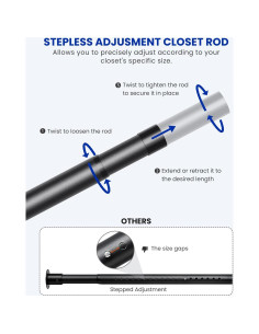 Barra de Closet Ajustable Supforce 43.2-71.1 cm Metal Negro 2