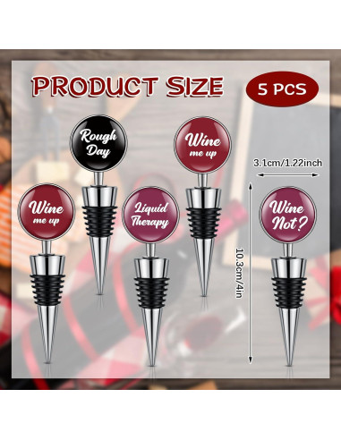 Conjunto de 5 Tapones de Vino Divertidos Therwen - Color Clásico