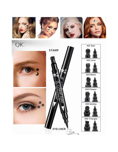 Set de Delineadores Go Ho con 6 Sellos de Formas - Negro