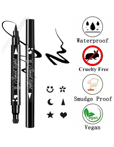 Set de Delineadores Go Ho con 6 Sellos de Formas - Negro