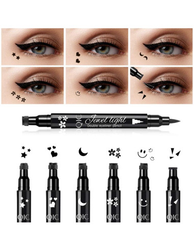 Set de Delineadores Go Ho con 6 Sellos de Formas - Negro