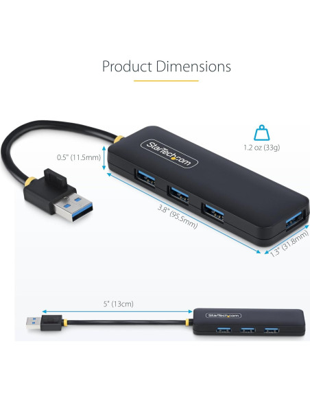Hub USB-A de 4 Puertos StarTech.com, USB 3.0, Compacto y Portátil Hub USB-A de 4 Puertos StarTech.com, USB 3.0, Compacto y Portátil