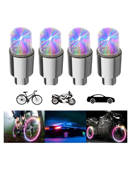 Luces de Válvula de Neumático LED YUERWOVER Coloridas - 4 Piezas Luces de Válvula de Neumático LED YUERWOVER Coloridas - 4 Piezas