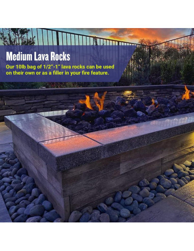 Roca de Lava Mediana American Fireglass 1/2"-1" 4.54 kg