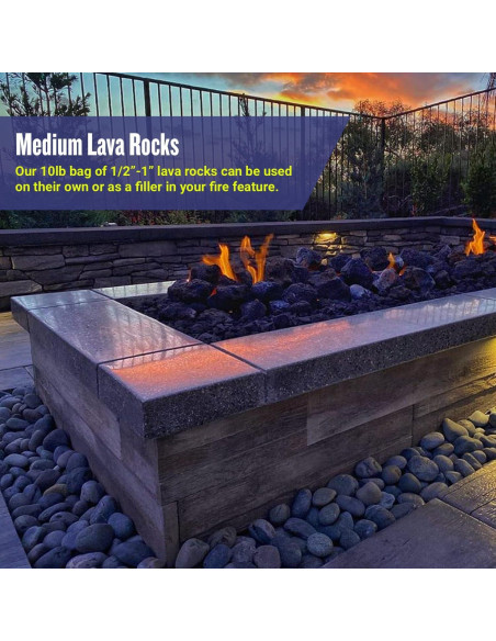 Roca de Lava Mediana American Fireglass 1/2"-1" 4.54 kg Roca de Lava Mediana American Fireglass 1/2"-1" 4.54 kg