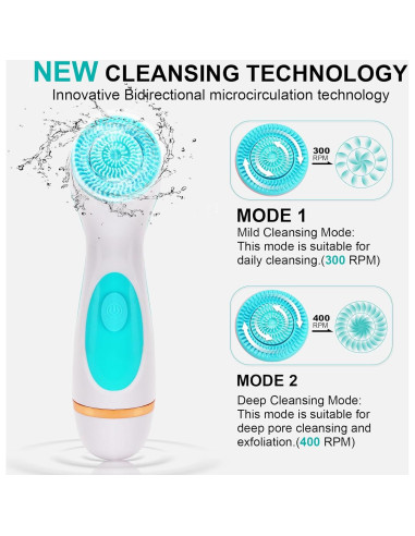 Cepillo Facial Eléctrico Yevsinbay con 3 Cabezas y 2 Velocidades