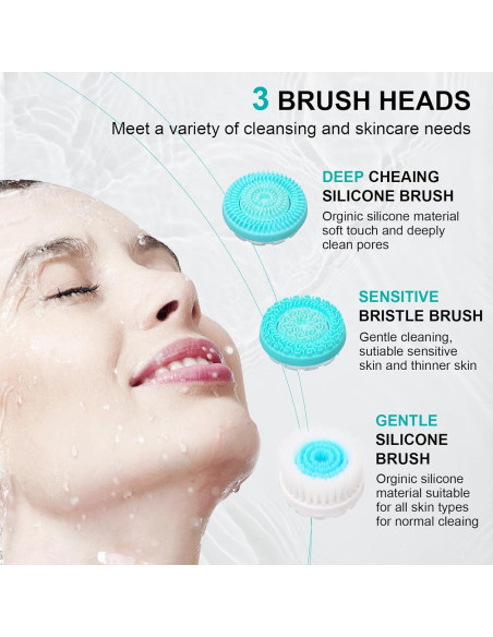 Cepillo Facial Eléctrico Yevsinbay con 3 Cabezas y 2 Velocidades Cepillo Facial Eléctrico Yevsinbay con 3 Cabezas y 2 Velocidades